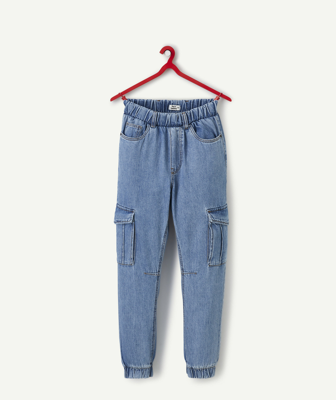Jeans Categories Tao - pantalon cargo garçon en denim bleu low impact
