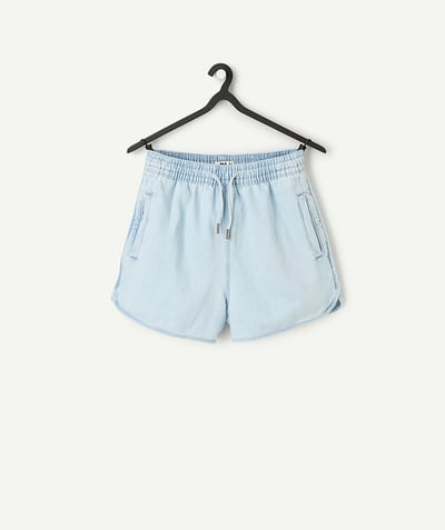 New In Tao Categories - girl's low impact denim shorts with drawcord