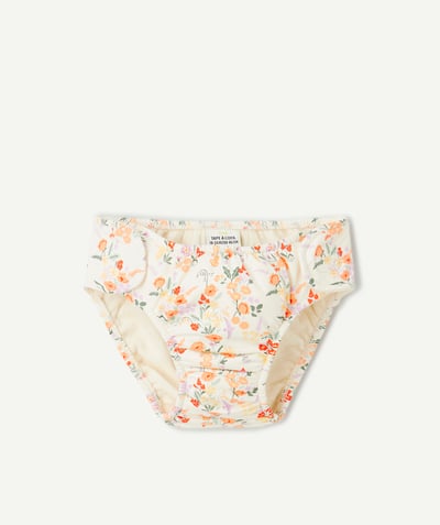 Swimwear Tao Categories - baby girl diaper in ecru recycled fibers with floral print