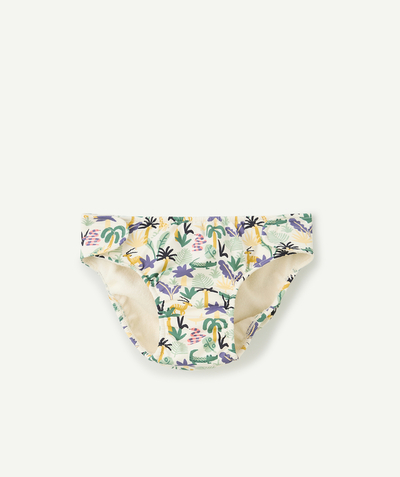 Swimwear Tao Categories - baby boy diaper in unbleached recycled fibers with tropical print