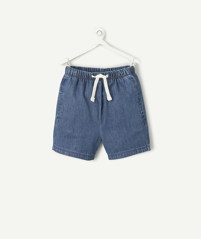 New collection Tao Categories - baby boy bermuda shorts in low impact denim with drawstring