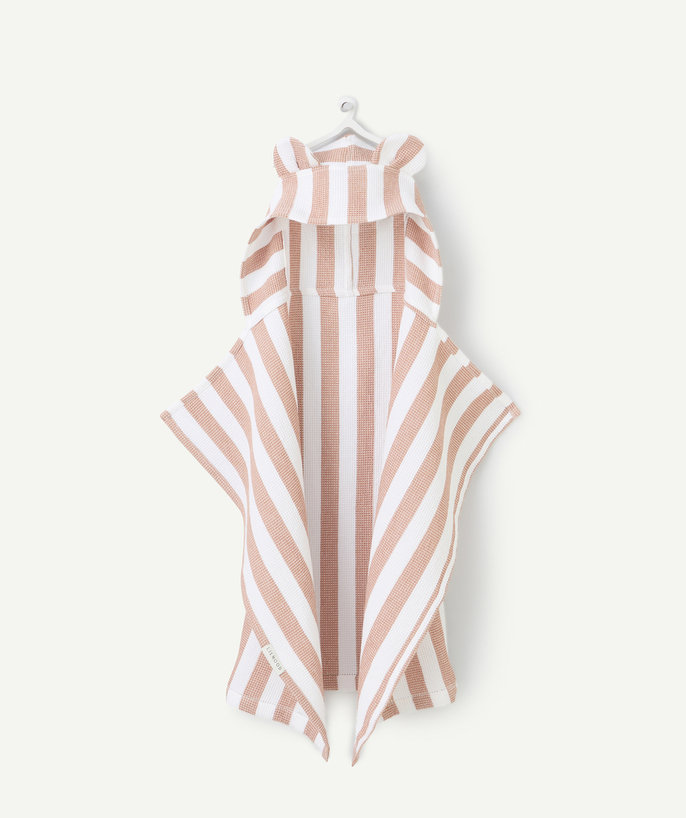 The bath Tao Categories - PINK AND WHITE STRIPED BATH CAPE