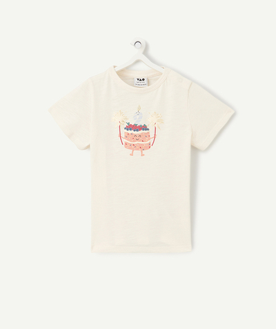 NOWOŚCI Kategorie TAO - Koszulka z bawełny organicznej w kolorze ecru z motywem urodzin TAO 2 years