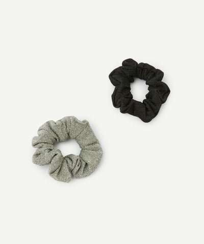 Accessories Tao Categories - set of 2 black and green glitter girl scrunchies
