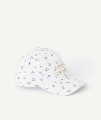 Hats - Caps Tao Categories - white floral print baby girl cap