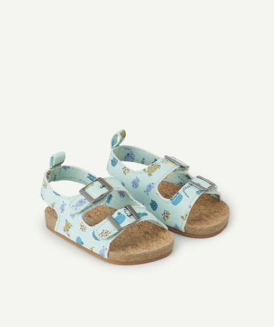 Accessories Tao Categories - baby boy open sandals with green crocodile print velcro fastening