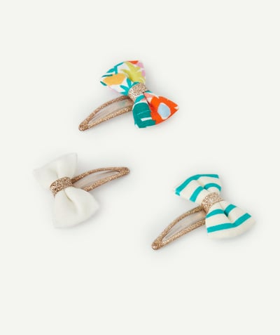 Nouvelle collection Categories Tao - lot de 3 barrettes bébé fille avec noeuds colorés
