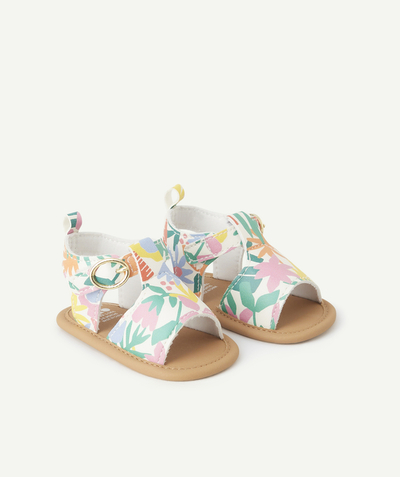 Nouvelle collection Categories Tao - chausson style sandales bébé fille imprimé à fleurs