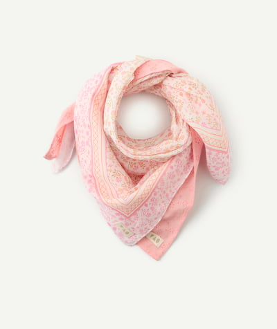 Foulards Categories Tao - lot de 2 foulards bébé fille rose et blanc imprimé fleuri