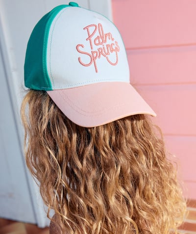 Accessories Tao Categories - pink and green girl's cap with embroidered message