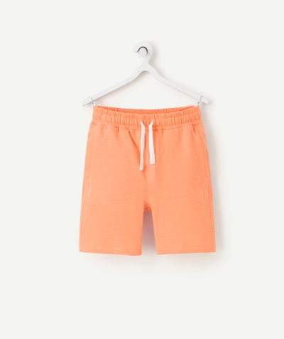 Shorts - Bermuda shorts Tao Categories - boy's straight shorts in fluorescent orange organic cotton