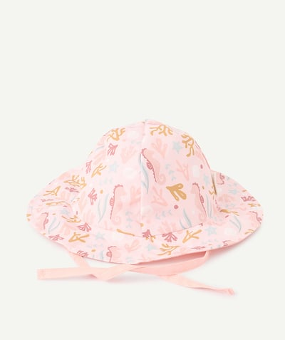Nouveautés Categories Tao - chapeau réversible bébé fille rose et imprimé à fleurs