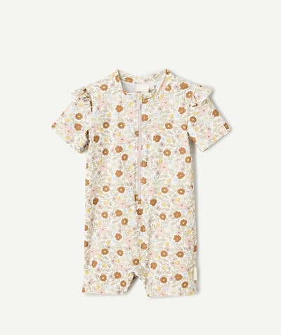 LITTLE DUTCH ® Categories Tao - combinaison de bain manches courtes bébé fille kaki imprimé à fleurs