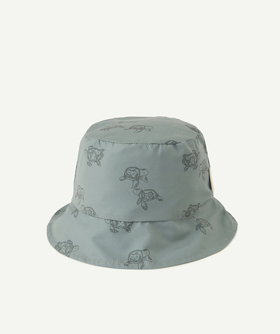Nouvelle collection Categories Tao - chapeau réversible bébé garçon kaki et vert imprimé tortues