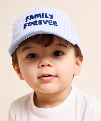 Fête des pères Fête des mères Categories Tao - casquette bébé garçon rayé bleu et blanc