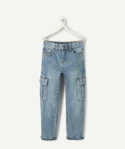Jeansy Kategorie TAO - Chłopięce spodnie dżinsowe o niskim stanie z kieszeniami cargo