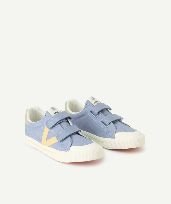 Trainers Tao Categories - TRIBE BLUE SCRATCH SNEAKERS WITH YELLOW LOGO