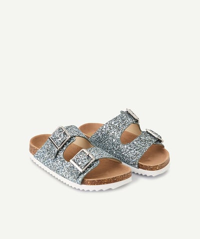 Sandals - Ballerina Tao Categories - glittery grey girl sandals with straps