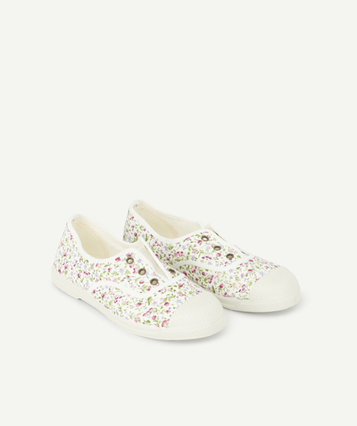 Teen girls Tao Categories - GIRL'S WHITE FLORAL CANVAS LOW-TOP TRAINERS