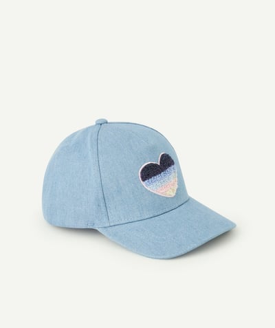 Sombreros - Gorras Categorías TAO - gorro de bebé niña de algodón azul efecto tejano con lazo corazón