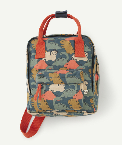 New In Tao Categories - baby boy backpack in organic cotton with dinosaur print