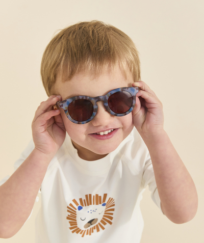 Okulary przeciwsłoneczne Kategorie TAO - turkusowo-niebieskie okulary przeciwsłoneczne z łuskami 2-4 lata