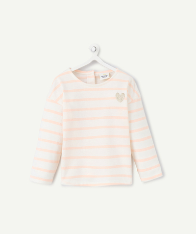 Nouveautés Categories Tao - t-shirt manches courtes bébé fille écru rayé orange corail