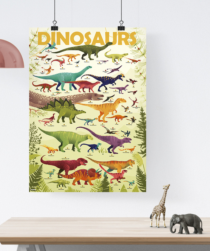 POPPIK ® Tao Categories - DINO POSTER WITH 32 REPOSITIONABLE STICKERS