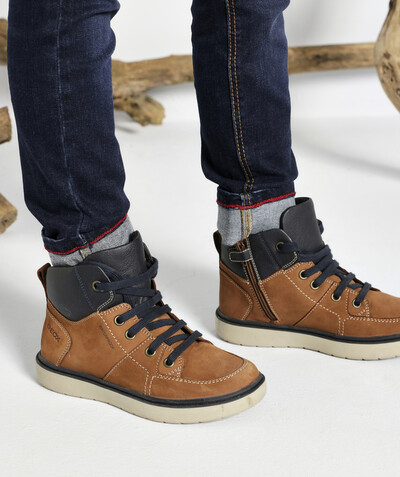 Shoes, booties Nouvelle Arbo   C - HIGH-TOP SHOES IN CAMEL LEATHER, LINED IN SHERPA