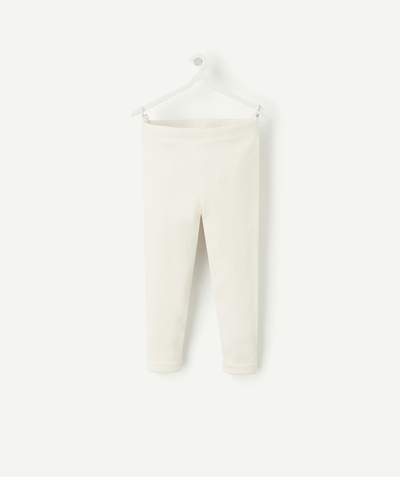 Trousers Nouvelle Arbo   C - CREAM RIBBED LEGGINGS IN ORGANIC COTTON WITH A FLOWER PRINT