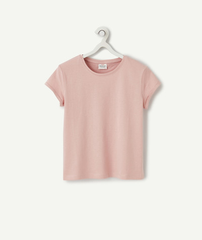 Meisje Tao Categorieën - T-shirt met korte mouwen voor meisjes in roze biokatoen