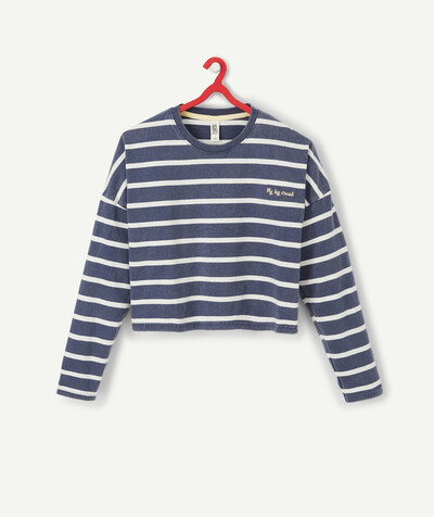Bons plans Nouvelle Arbo   C - CROPPED BLUE AND WHITE STRIPED T-SHIRT IN ORGANIC COTTON