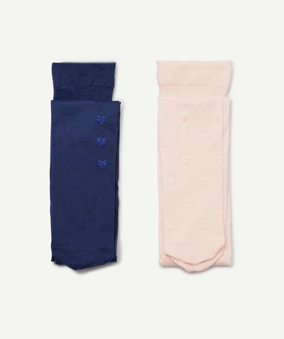 Girl Tao Categories - TWO PAIRS OF PINK AND NAVY BLUE VOILE TIGHTS