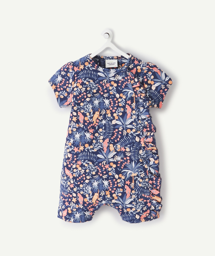 Outlet Tao Categories - SHORT TROPICAL PRINT SLEEPSUIT IN ORGANIC COTTON