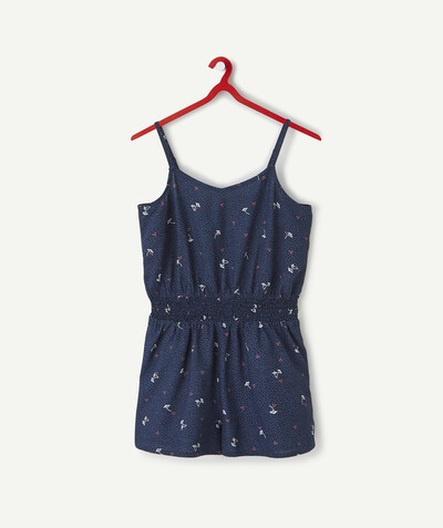 Beach collection Nouvelle Arbo   C - SHORT NAVY BLUE PRINTED JUMPSUIT IN VISCOSE