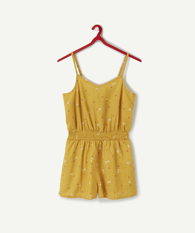 Beach collection Nouvelle Arbo   C - SHORT MUSTARD YELLOW PRINTED JUMPSUIT IN VISCOSE
