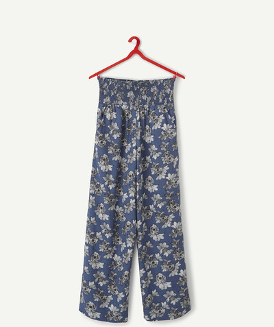 Beach collection Nouvelle Arbo   C - FLUID BLUE AND FLOWER-PATTERNED TROUSERS