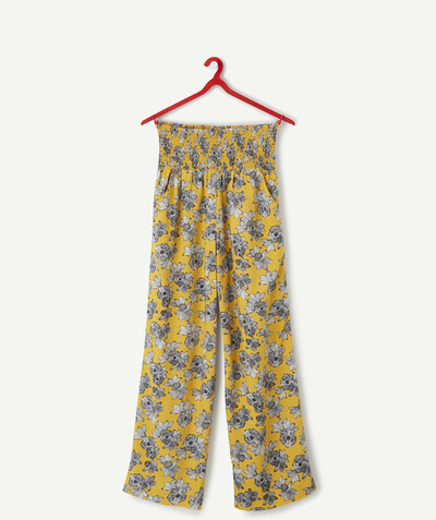 Beach collection Nouvelle Arbo   C - YELLOW HIGH-WAISTED TROUSERS, FLUID AND FLOWER-PATTERNED