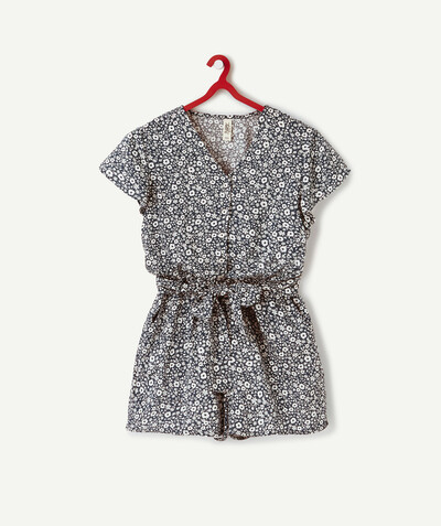 Beach collection Nouvelle Arbo   C - BLACK FLOWER-PATTERNED PLAYSUIT IN VISCOSE