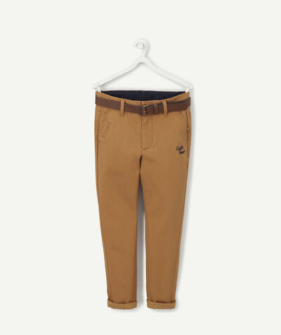 Trousers - Jogging pants Tao Categories - CAMEL CHINO TROUSERS WITH A FAUX LEATHER BELT