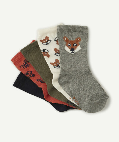 New collection Nouvelle Arbo   C - PACK OF FIVE PAIRS OF FOX DESIGN SOCKS