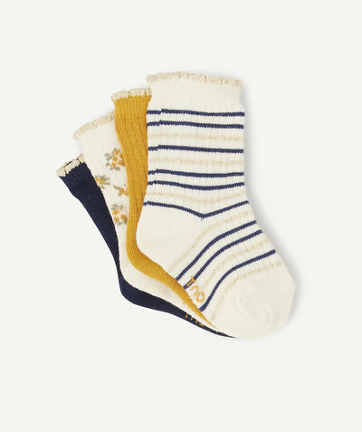 Baby girl Nouvelle Arbo   C - FOUR PAIRS OF CREAM AND BLUE SPARKLING SOCKS