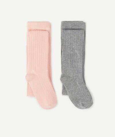 Girl Tao Categories - TWO PAIRS OF PINK AND GREY TIGHTS