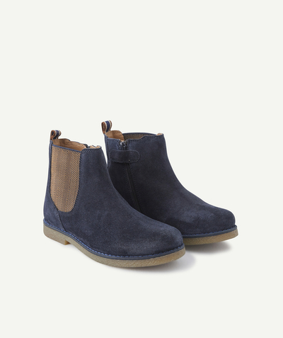 Shoes, booties Tao Categories - BOYS' BLUE VEGETABLE TANNED LEATHER CHELSEA BOOTS
