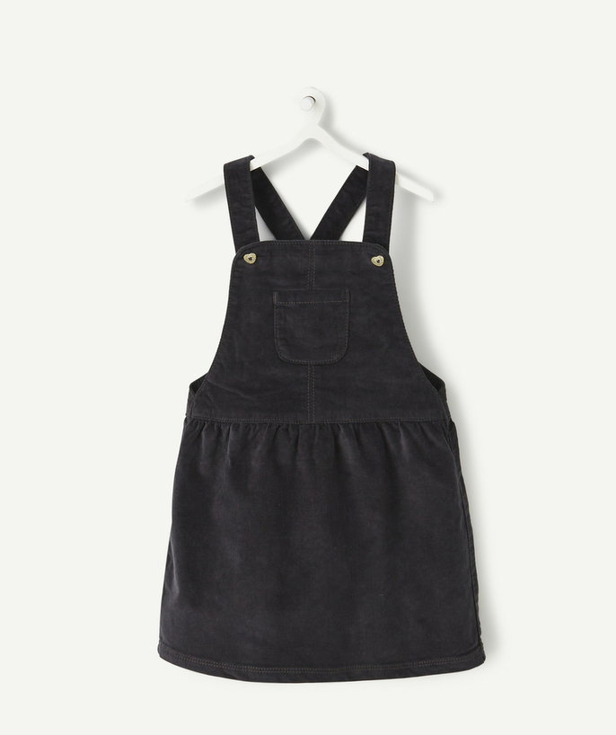 Outlet Tao Categories - BABY GIRLS' BLACK VELVET PINAFORE DRESS WITH HEART-SHAPED BUTTONS