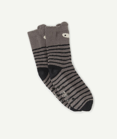 Socks - Tights Nouvelle Arbo   C - PAIR OF GREY ANIMAL DESIGN SKID-RESISTANT SOCKS