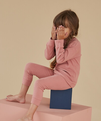 Clothing Nouvelle Arbo   C - EVOLVING OLD ROSE RIBBED LEGGINGS IN PIMA COTTON