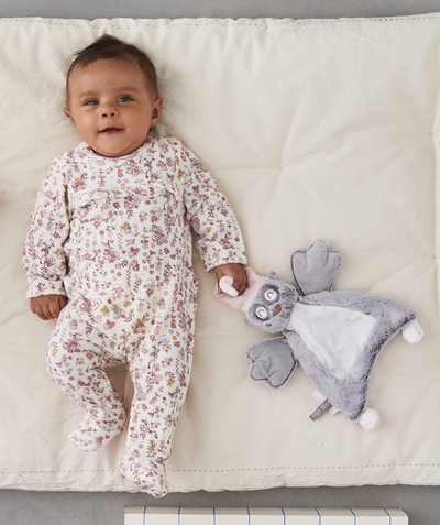 ECODESIGN Nouvelle Arbo   C - VELVET SLEEPSUIT IN ORGANIC COTTON WITH A FLORAL PRINT