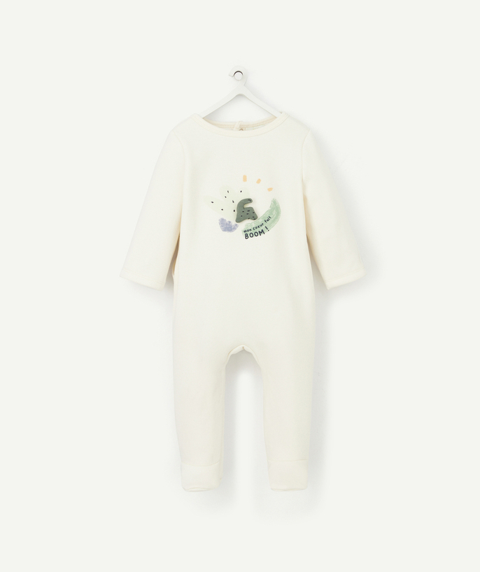 Private sales Tao Categories - CREAM SLEEP SUIT IN ORGANIC COTTON WITH A COLOURED MOTIF