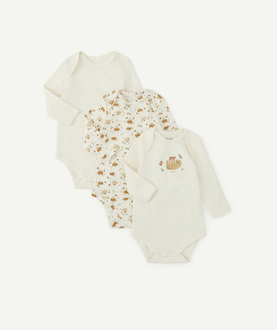 Outlet Nouvelle Arbo   C - PACK OF THREE ANIMAL THEME BODYSUITS IN ORGANIC COTTON